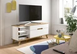 Lowboard SCANDI 140x60 cm Weiß Braun Nox Oak Nachbildung