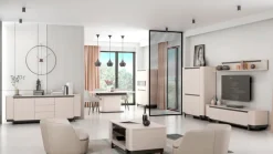 Lowboard VODOL 205x49 cm Sand/Schwarz