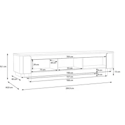 Lowboard VODOL 205x49 cm Sand/Schwarz