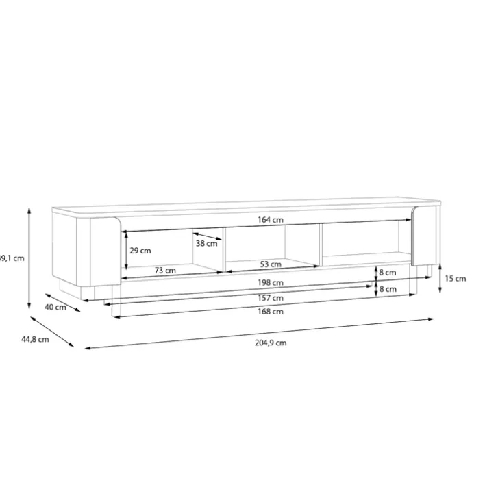 Lowboard VODOL 205x49 cm Sand/Schwarz