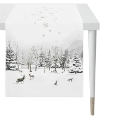 Läufer WALDTIERE IM SCHNEE 48x140cm weiß-grau