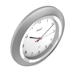 Mebus Funk-Wanduhr 25 cm silberfarbig/schwarz/rot
