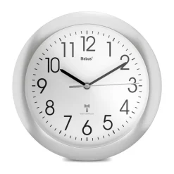Mebus Funk-Wanduhr 25 cm silberfarbig/schwarz