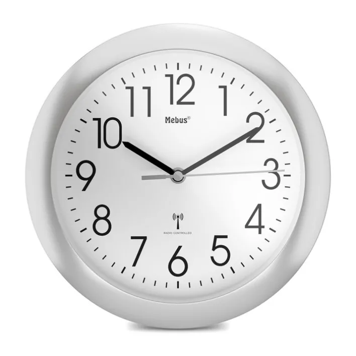 Mebus Funk-Wanduhr 25 cm silberfarbig/schwarz