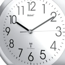 Mebus Funk-Wanduhr 25 cm silberfarbig/schwarz