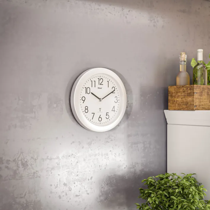 Mebus Funk-Wanduhr 25 cm silberfarbig/schwarz