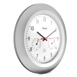 Mebus Funk-Wanduhr mit Thermo- und Hygrometer 30 cm silberfarbig