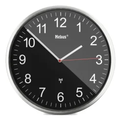 Mebus Funk-Wanduhr silberfarbig/schwarz