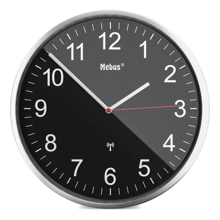 Mebus Funk-Wanduhr silberfarbig/schwarz