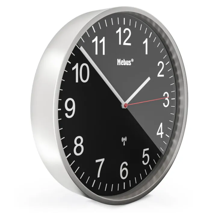 Mebus Funk-Wanduhr silberfarbig/schwarz