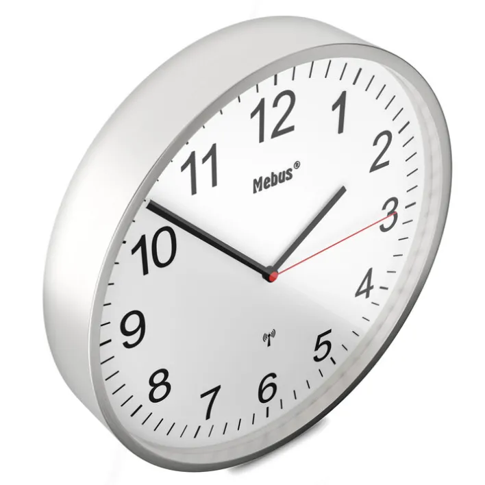 Mebus Funk-Wanduhr silberfarbig