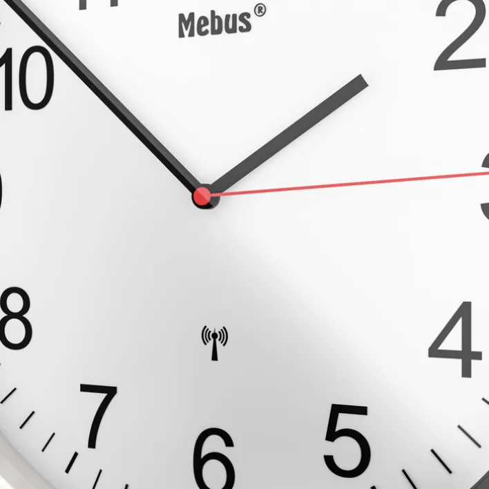 Mebus Funk-Wanduhr silberfarbig