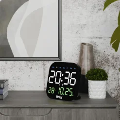 Mebus Quarz-Uhr Kunststoff 18,5 x 18,5 x 2,8 cm Schwarz/Mehrfarbig