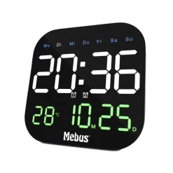 Mebus Quarz-Uhr Kunststoff 18,5 x 18,5 x 2,8 cm Schwarz/Mehrfarbig