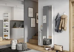 Mehrzweckschrank drehbar 50 x 195 cm Spiegelfront/weiß