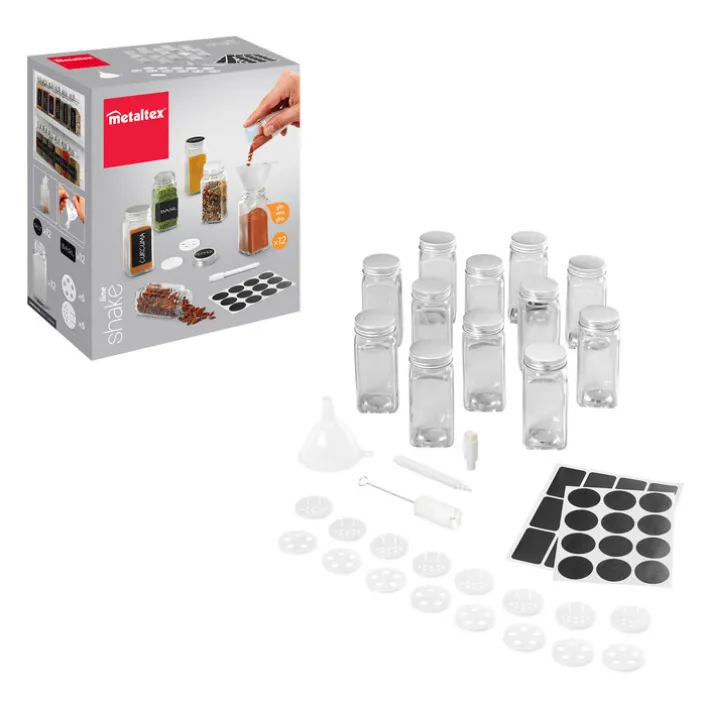 metaltex Gewürzstreuer SHAKE-IT 12er Set Glas 120 ml