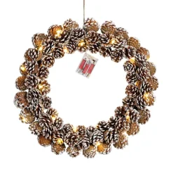 MICA DECORATIONS LED Lichtobjekt Weihnachtskranz 48 cm braun /weiß