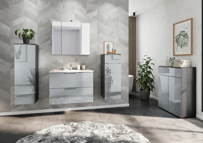 Midischrank JAN 36x111x34 cm graphit/silbergrau Glasfront