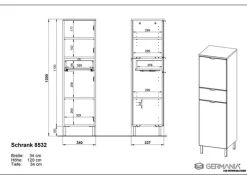 Mittelschrank FEY 34 x 120 cm Weiß/ HG Weiß