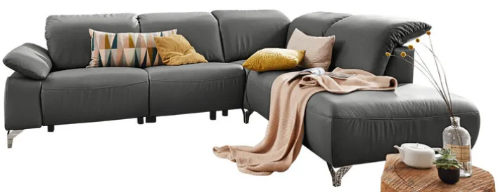 Musterring Ecksofa MR 370 L-Form Lederbezug grau