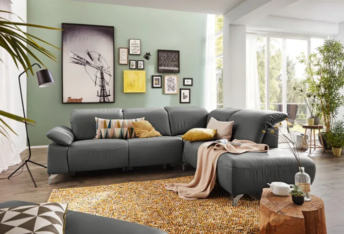 Musterring Ecksofa MR 370 L-Form Lederbezug grau