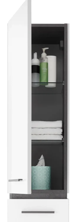 Musterring Hochschrank RIMINI schneeweiß/ dunkelgrau