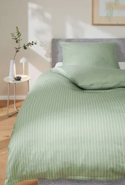 Musterring Satin-Bettwäsche MR-NEEDLSTRIPE 155 x 220 cm salbei