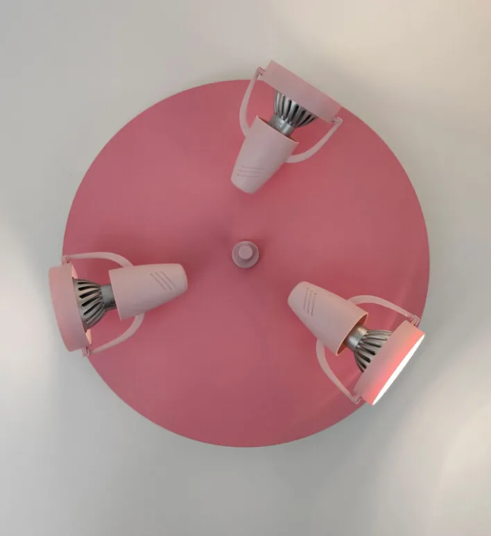 niermann Retrofit Kinderlampe Decke 3 Spots STRAHLER pastellrose