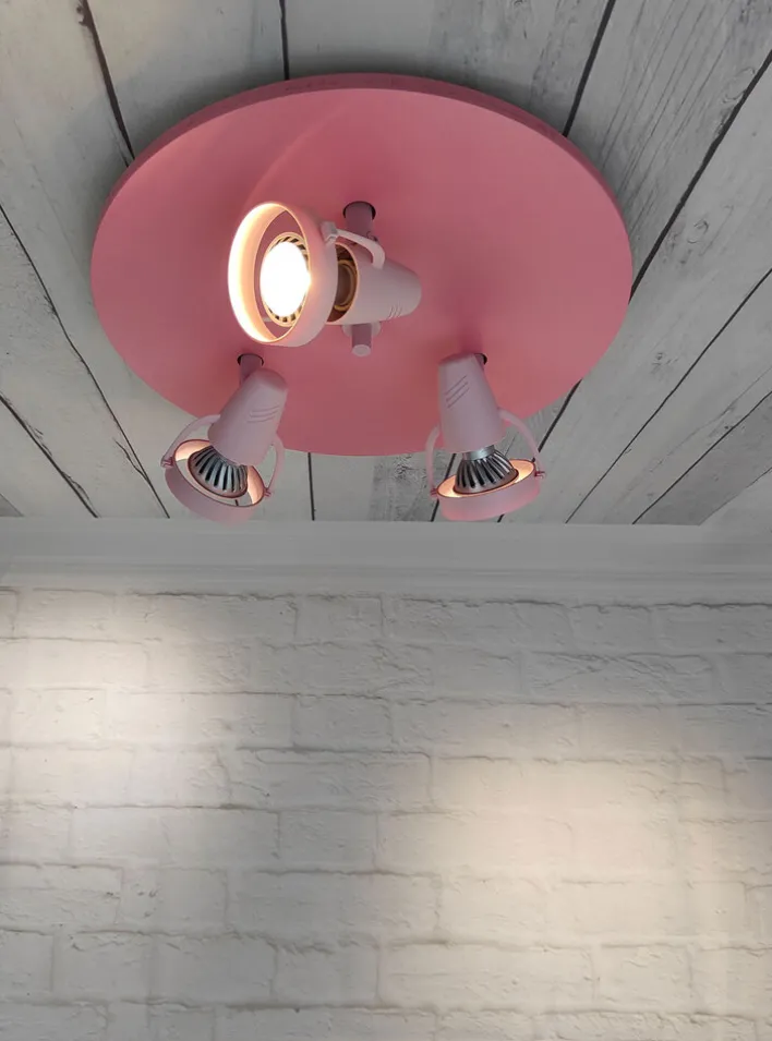 niermann Retrofit Kinderlampe Decke 3 Spots STRAHLER pastellrose