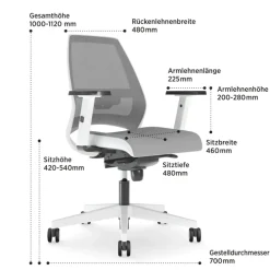 Nowy Styl Drehstuhl KENARI weiß/ grau