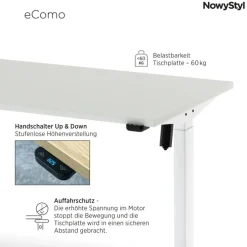 Nowy Styl Schreibtisch ECOMO 135 x 65 cm Lichtgrau/ Weiß