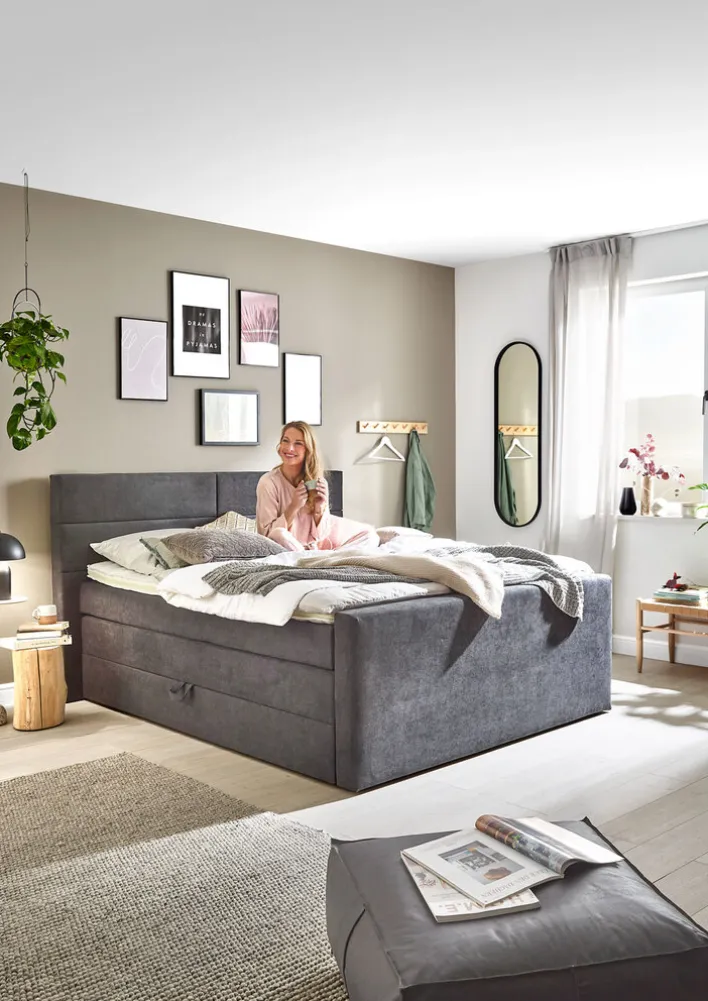 Ole Gunderson Boxspringbett FENTISSIMO SPACE 180 x 200 cm grau