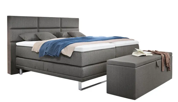 Ole Gunderson Boxspringbett JUWEL XXL EL 180 x 200 cm dunkelgrau