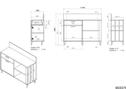 Parisot Beistellschrank GALA 12 Jackson Eiche NB ca. 120x100x41 cm