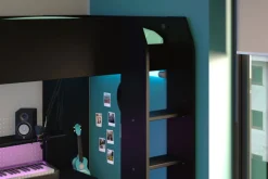 Parisot Gaming-Hochbett mit LED Beleuchtung schwarz