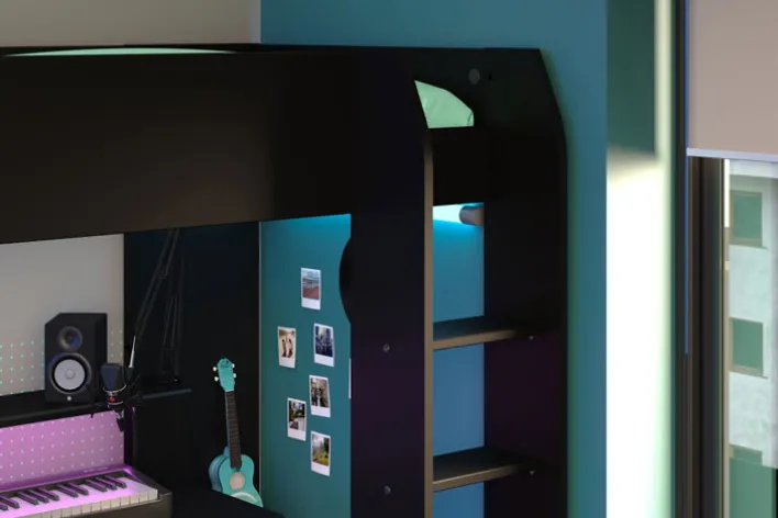 Parisot Gaming-Hochbett mit LED Beleuchtung schwarz