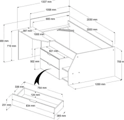 Parisot Halbhohes Hochbett MILKY 2 braun/schwarz