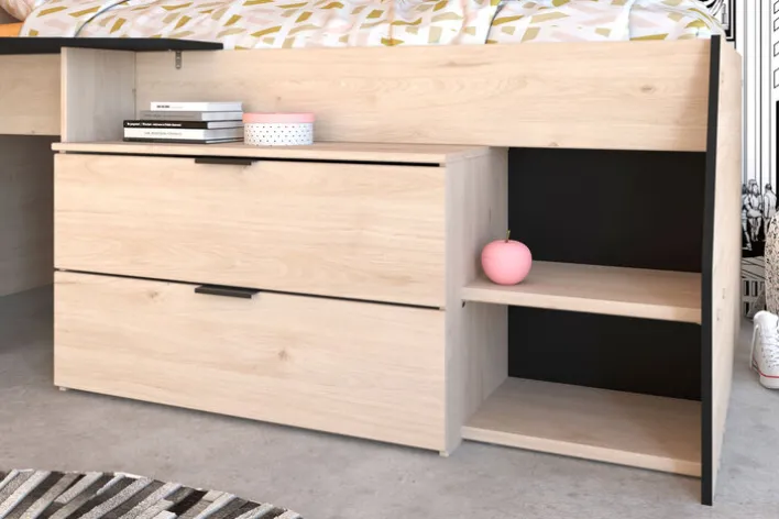 Parisot Halbhohes Hochbett MILKY 2 braun/schwarz