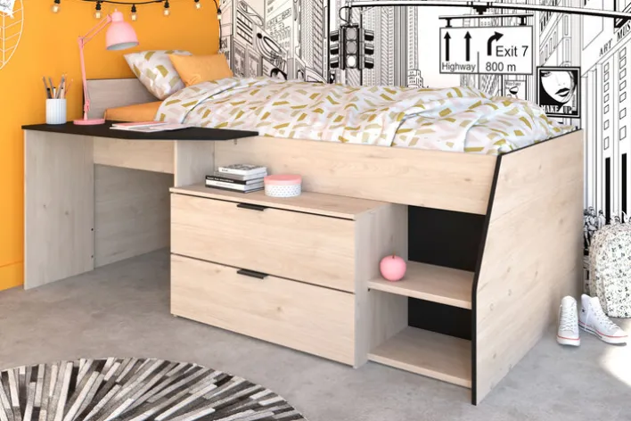 Parisot Halbhohes Hochbett MILKY 2 braun/schwarz