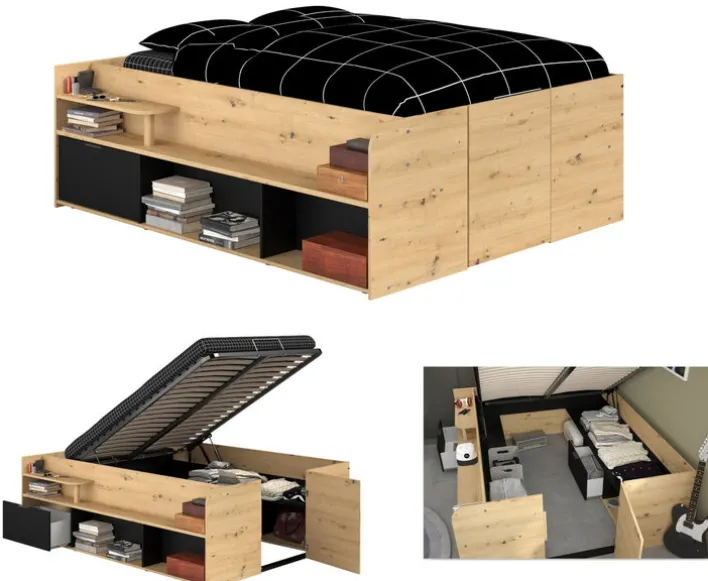 Parisot Halbhohes Hochbett TRAVEL braun/schwarz