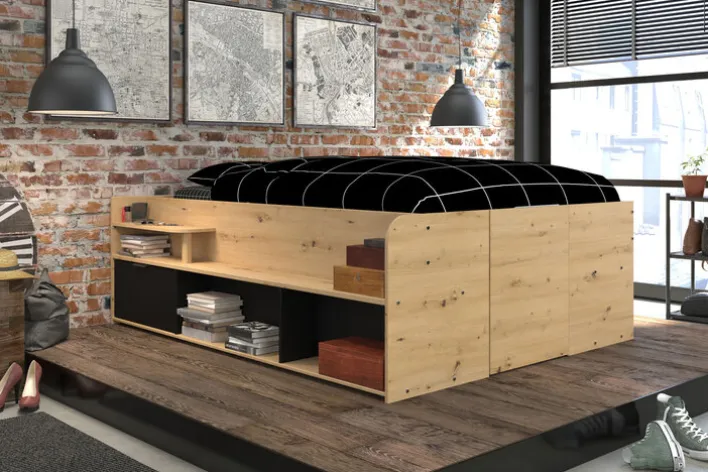 Parisot Halbhohes Hochbett TRAVEL braun/schwarz