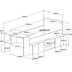 Parisot Hochbett CLEO 1 weiß