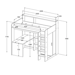 Parisot Hochbett HIGHER 1 weiß