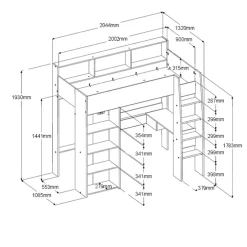 Parisot Hochbett SHELTER 11 braun/ weiß
