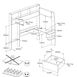 Parisot Hochbett SHELTER 11 braun/ weiß