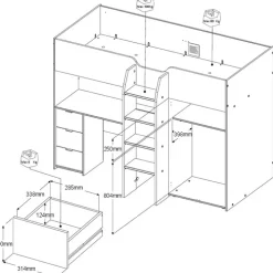 Parisot Hochbett TOM 1 weiß / braun