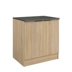 Parisot Küche mit Buffet FUMAY 21 Eiche/Beton-Optik ca. 300 x 186 x 60 cm