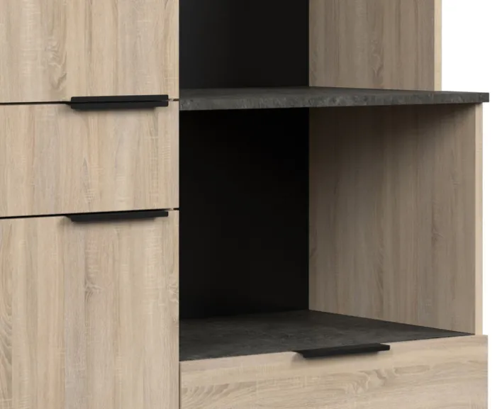 Parisot Küche mit Buffet FUMAY 21 Eiche/Beton-Optik ca. 300 x 186 x 60 cm