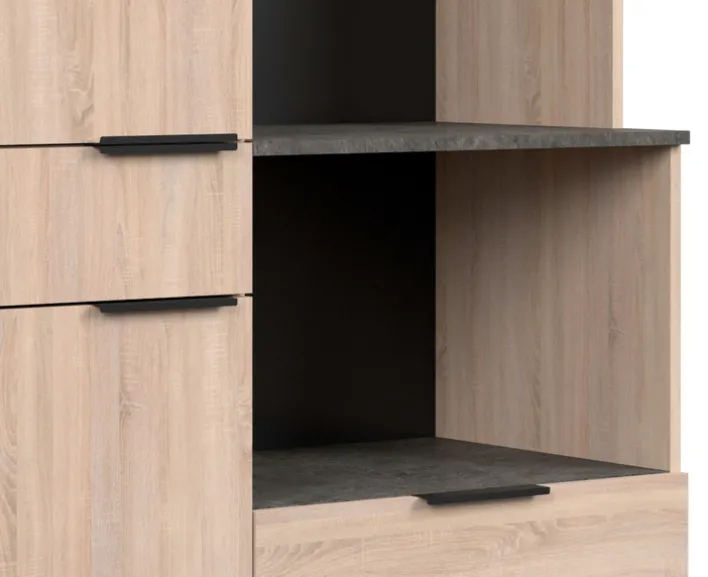 Parisot Küchenbuffet Fumay3, 3teilig Eiche Dekor/ Beton Optik