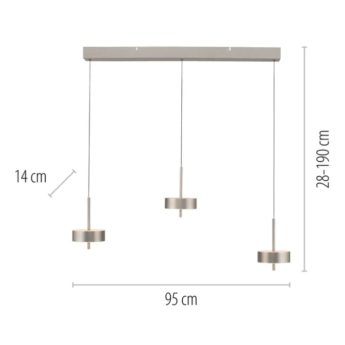 Paul Neuhaus LED Balkenpendel Q-ROTATE 3-flg Nickelfarbig